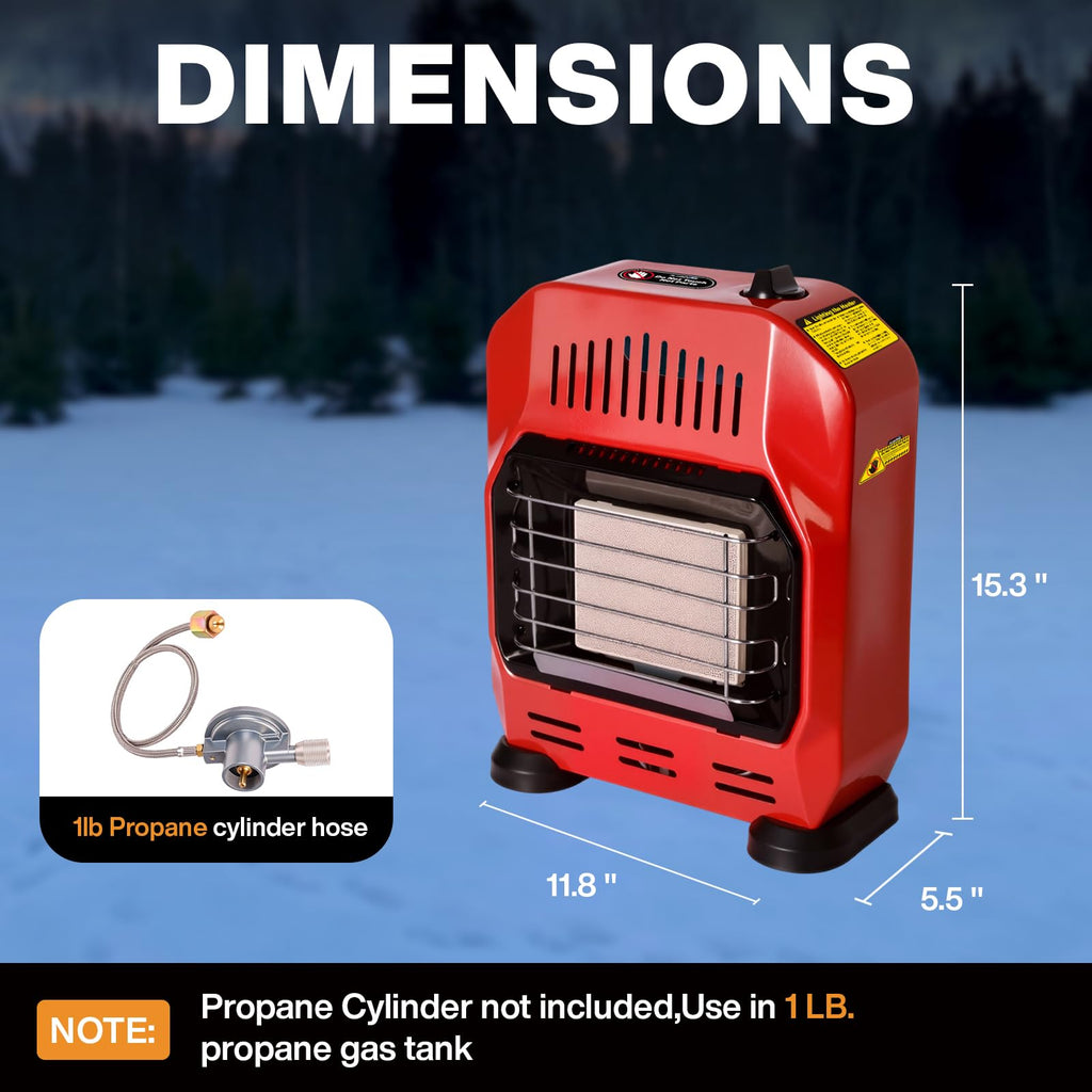 Propane Heater Indoor and Outdoor, 12000 BTU Portable Propane Radiant Heater with ODS & Tip-over Protection, Gas