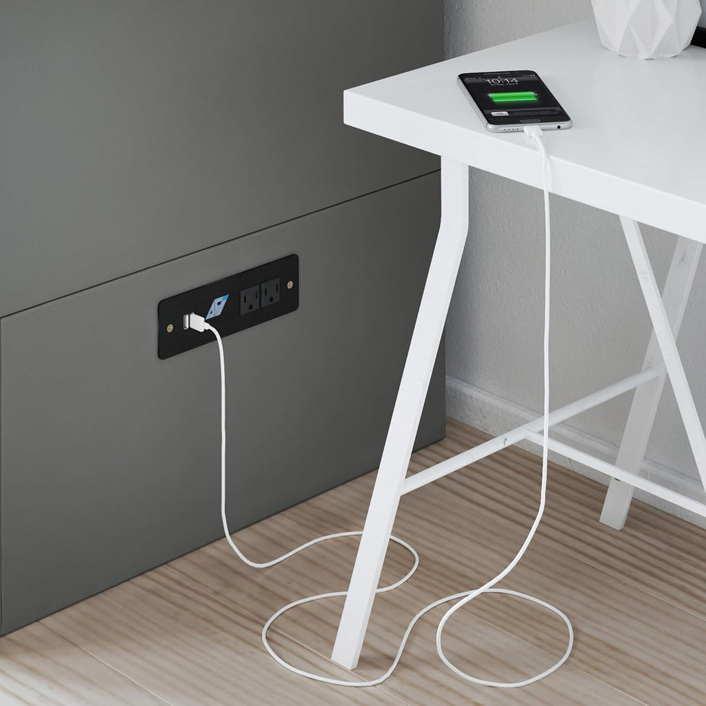 Murphy Bed Chest Twin XL with 6" Mattress, Storage Drawer & Built-in USB Charger, Grey