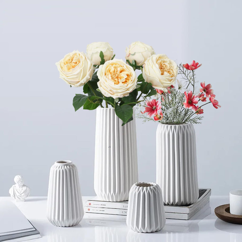 5PCS Real Touch Austin Roses Champagne Flowers Peony Artificial Flowers Fake Roses with Stems for Wedding Bouquet