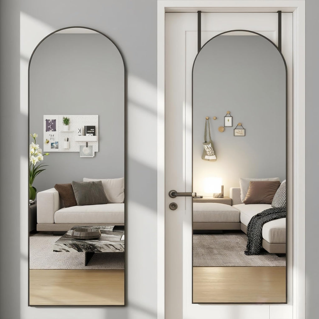50"x 16" Door Mirror, Full Length Mirror Over The Door, Black