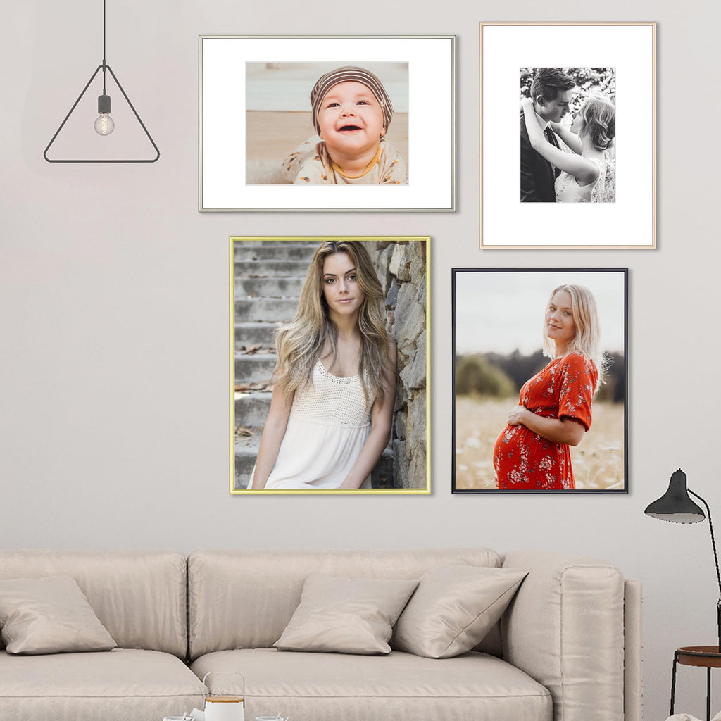 3Pcs 9x12 Black Aluminum Frames, HD Glass, Fits 6x8 With Mat