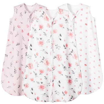 3 Pack 100% Organic Cotton Baby Sleep Sack, Ultra Soft Baby Wearable Blankets with Way Zipper, Comfy