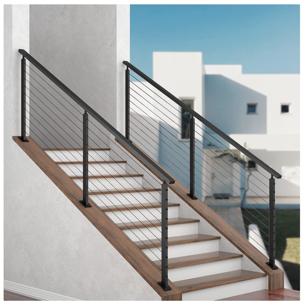 36" Black Slope Cable Railing Post with 5° Spacer PR11 BA4S