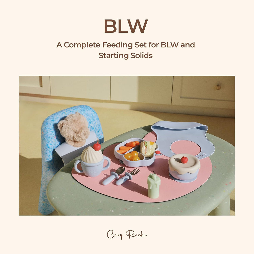 Feeding Set, Gelato Collection Baby Led Weaning Supplies, First Self-Feeding Ice Cream Set, Silicone Suction Bowl
