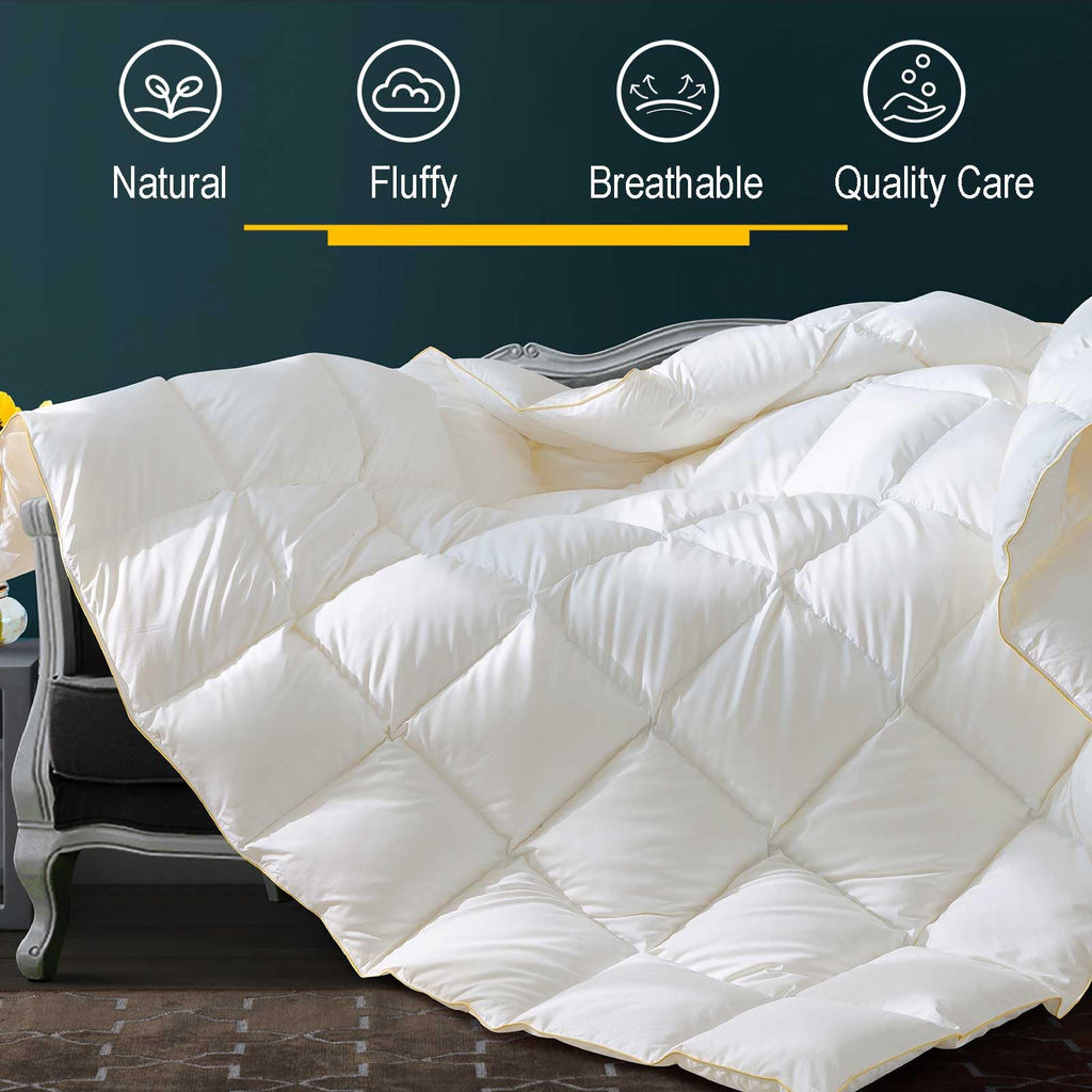 Feather Down Fiber Comforter, 100% Cotton Duvet Insert
