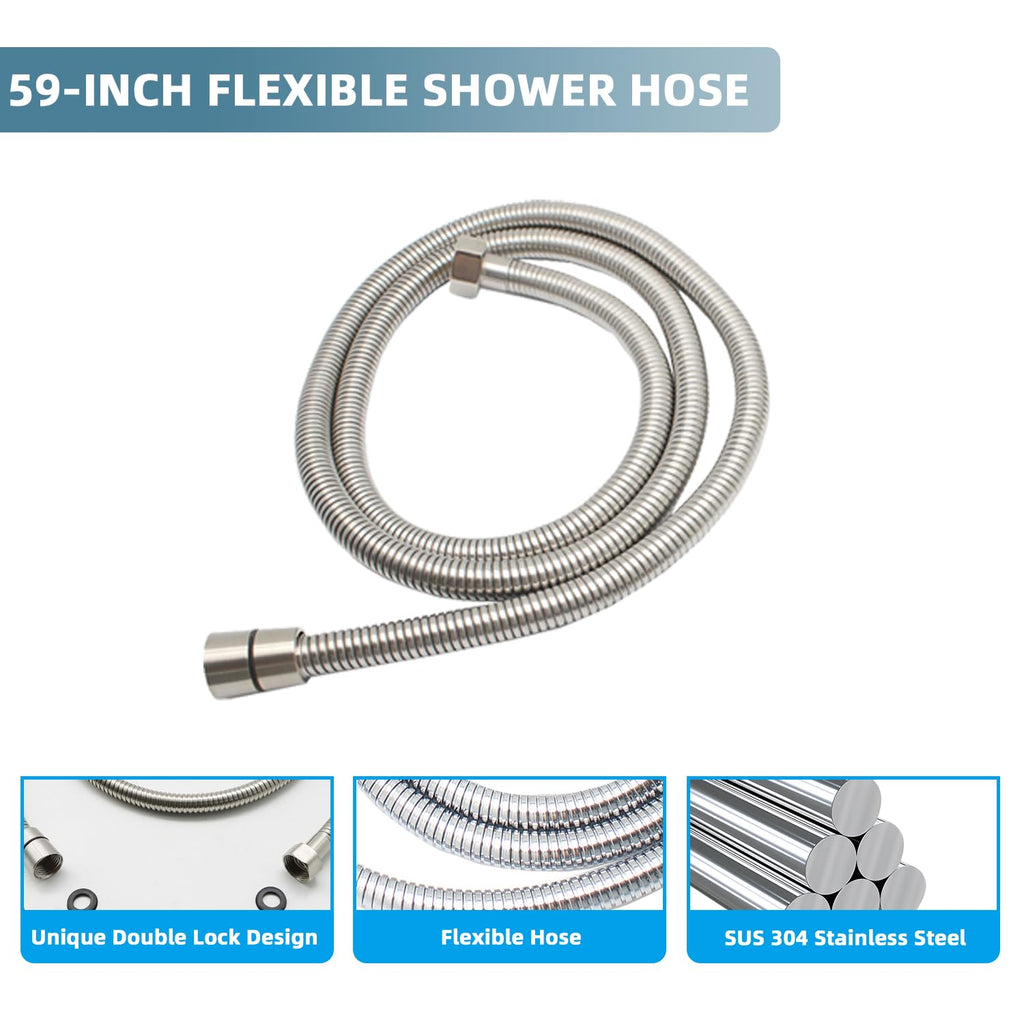 Solid Brass Handheld Shower Head Arc Design High Pressure Brushed Nickel Hand Shower Wand with Adjustable Supply