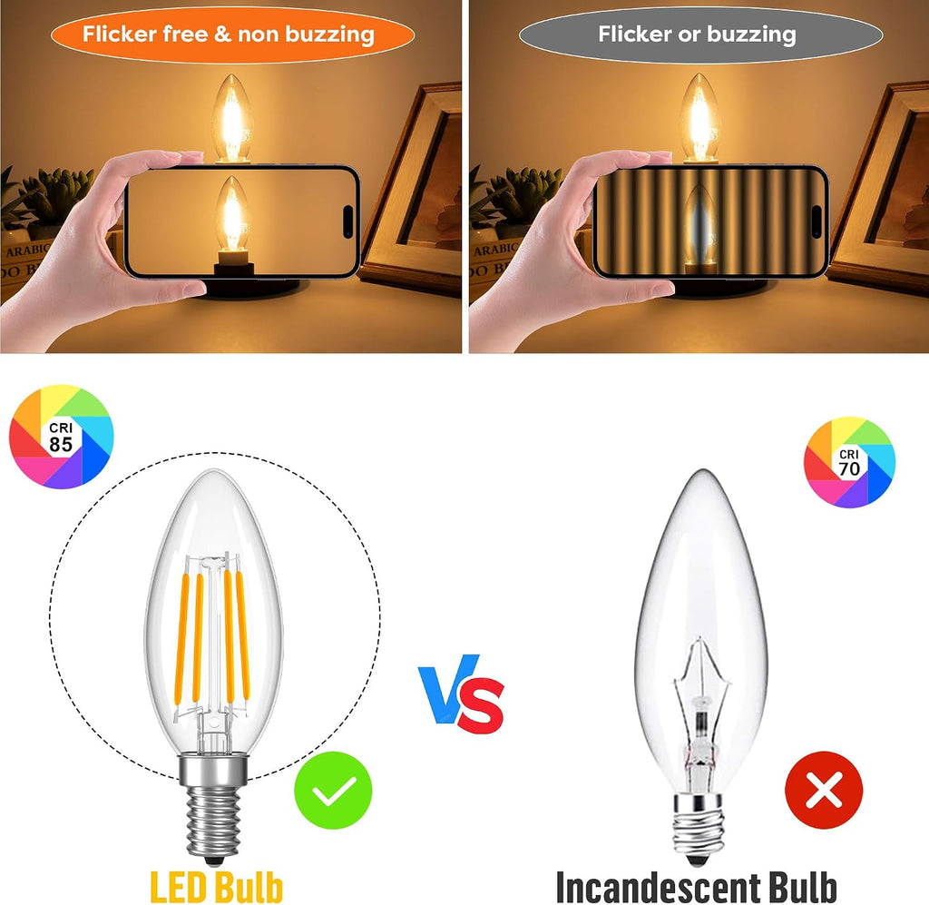 Non-Dimmable C35 B10 E12 LED Type B Light Bulb 4W,2700K 400LM