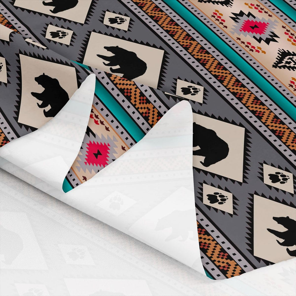 Bear Fabric by The Yard - Native Tribal Aztec Upholstery, Rustic Hunting Animal Indoor/Outdoor, Southwestern Tribe