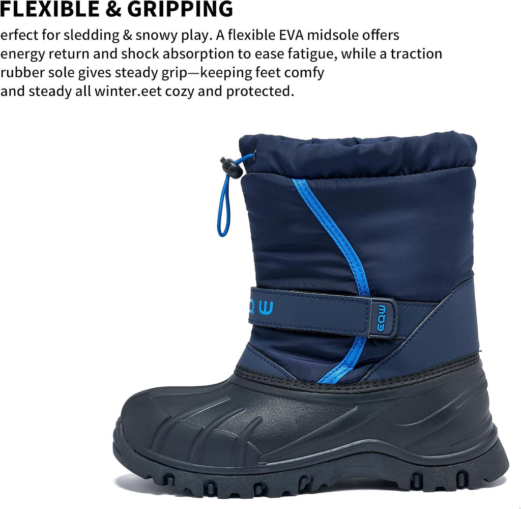 Kids Snow Boots Waterproof Winter Boots for Boys & Girls Slip-on Warm Fur Lined Non-Slip Insulated Ankle Shoes
