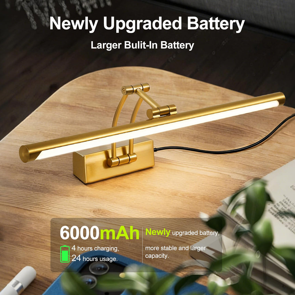 Picture Lights for Wall Battery Operated, 24in Rechargeable Wireless Art Light for Paintings with Remote, Dimmable