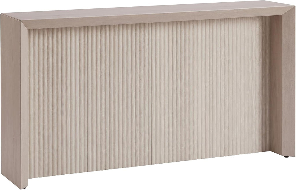 56" Fluted Wooden Rectangular Console Table Ribbed Entryway Table, Sofa Table , Couch, Hallway, or Office, Beech White