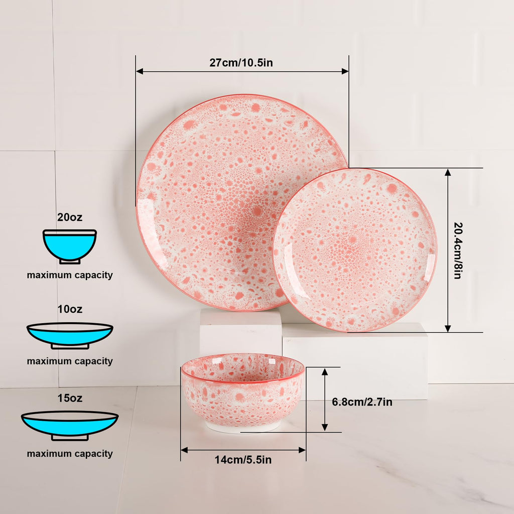 12 Pcs Speckled Glaze Ceramic Dinnerware Set for 4, Lavender Purple