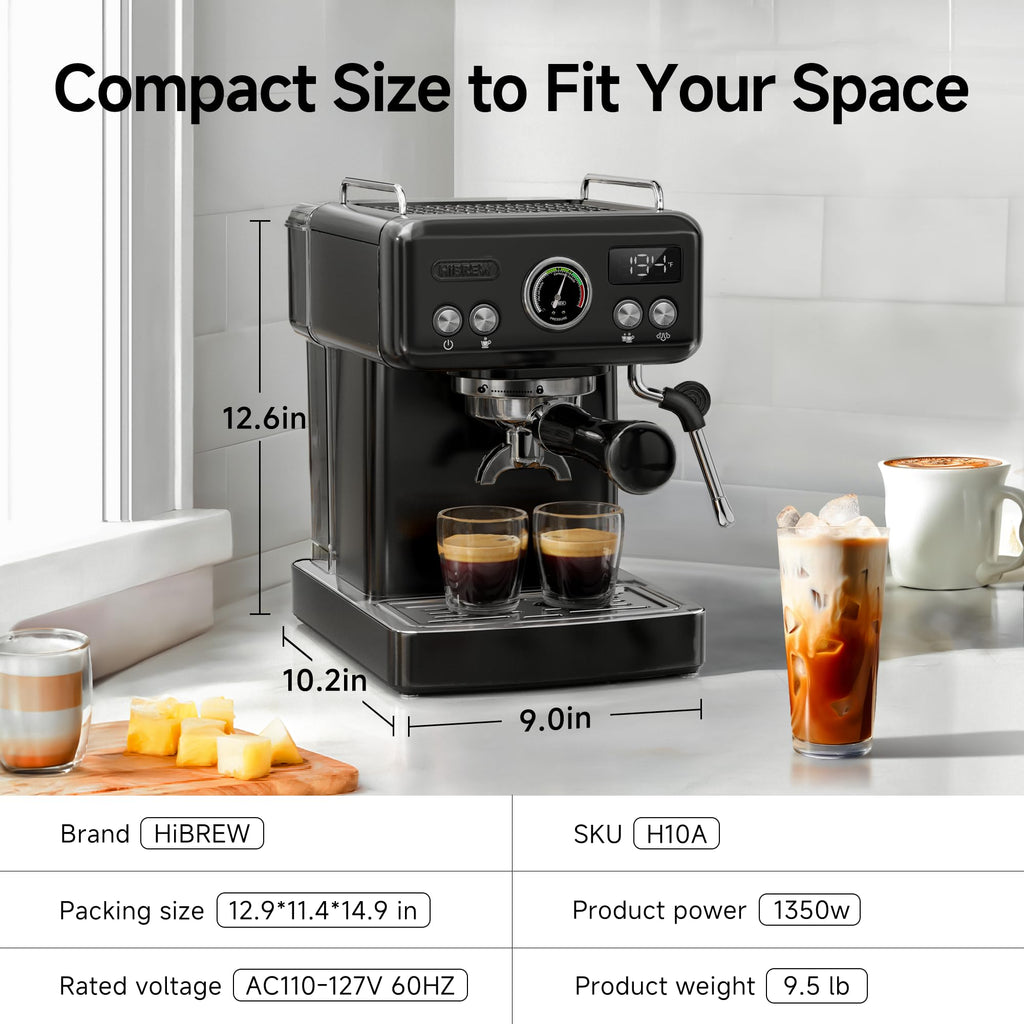58mm Espresso Machine, Black Stainless Steel, 20bar
