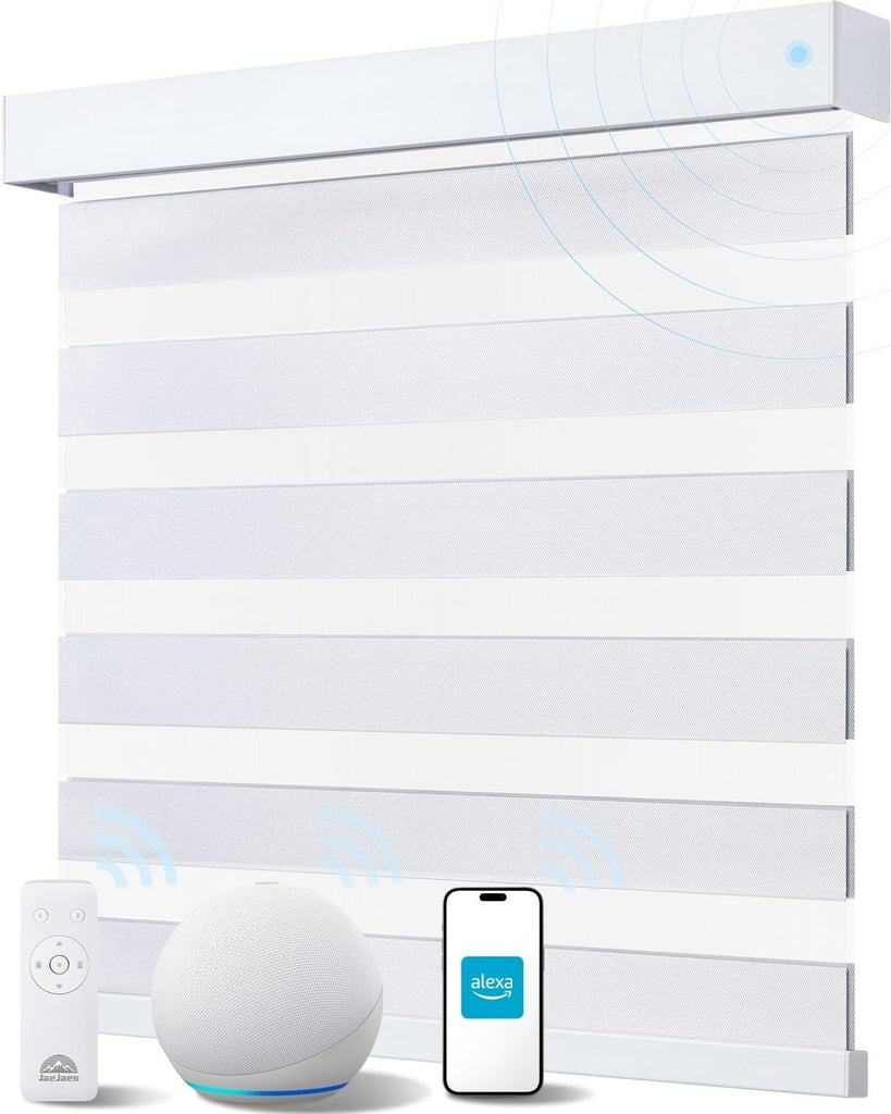 Smart Zebra Blinds for Windows, Works with Alexa, 20" W x 72" H, Black