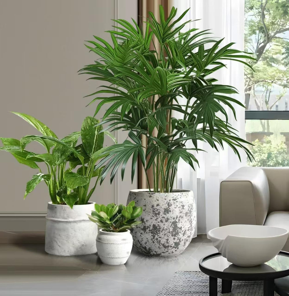 Craft flowerpots 18"+13"+9" Dia Round Concrete Planter Set of 3 Large Outdoor/Indoor Planter Pots Containers with