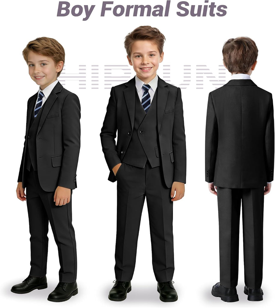 Boys Formal Suits 5 Piece Slim Fit Suit for Kids Teen Boy Tuxedo
