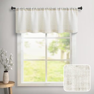Farmhouse Kitchen Valance for Window Natural Linen Sheer Valance Curtain Bathroom Laundry Cafe Curtain Small Boho