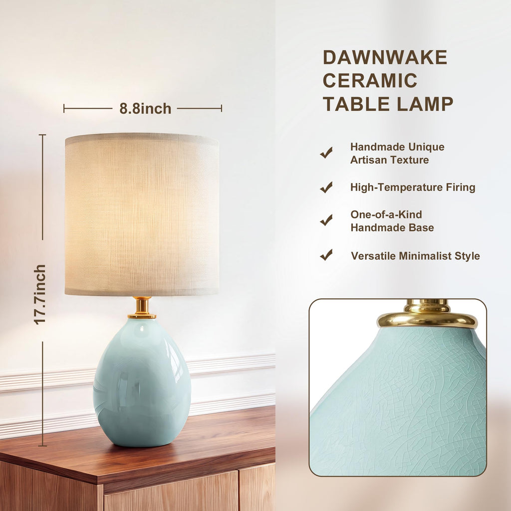 17.7" Ceramic Table Lamps Set of 2 Bedroom, Blue
