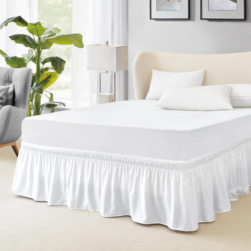 King Bed Skirt, Dust Ruffle for King Size Bed, Easy Fit with 22-Inch Tailored Drop, Elastic Wrap Around Bed Skirt