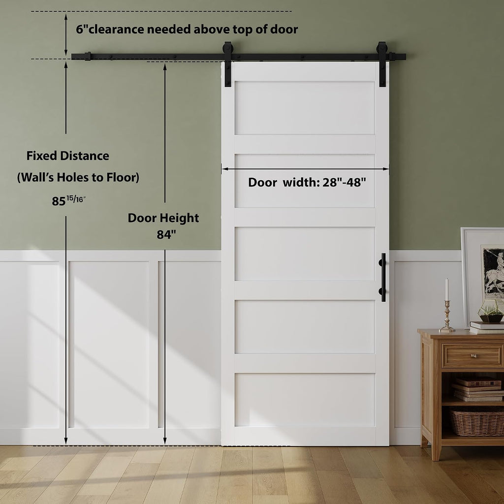 36in x 84in Sliding Barn Door with 6.6FT Barn Door Hardware Track Kit & Handle, Waterproof PVC Surface, Pre-Drilled