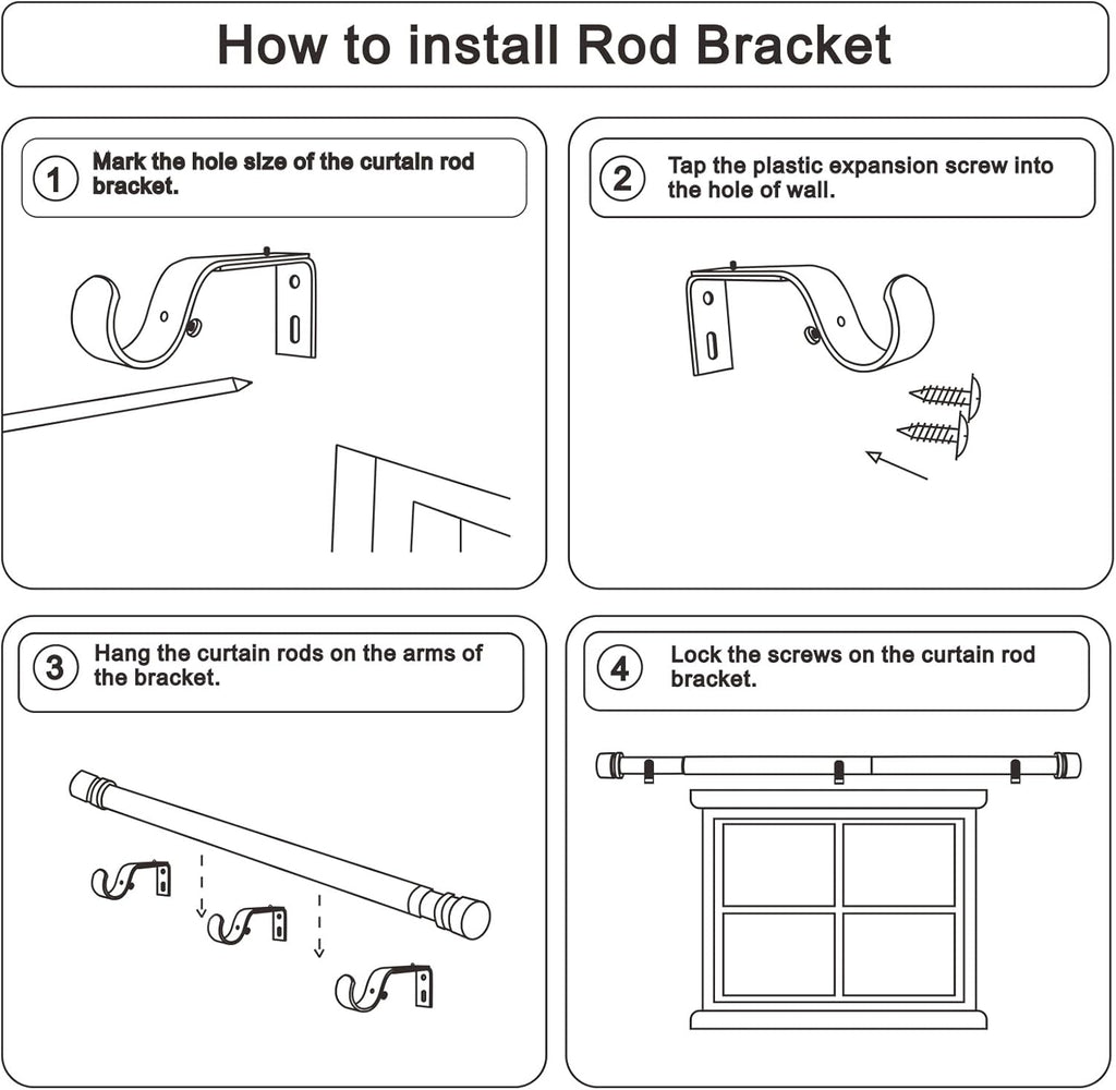 Curtain Rods for Windows 16 to 144 Inches Adjustable Length 1 Inch Diameter Window Curtain Rod with Aluminium End Cap