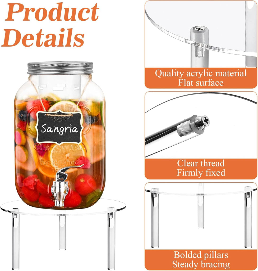 Acrylic Water Dispenser Stand, Fit Max 7.87" Dia of Glass Drink Dispenser - Set of 2