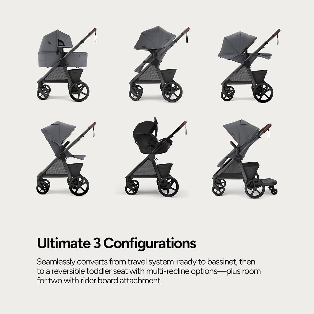 Ultimate 3 Full Size Stroller, Extendable Seat, Infant to Toddler