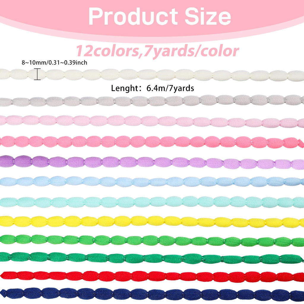 12 Colors Mini Pom Pom Fringe Trim - 84 Yards