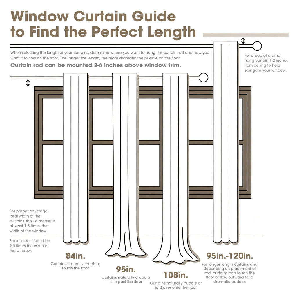 100% Cotton Boho Window Curtain, Single Panel, 50x84 Ivory