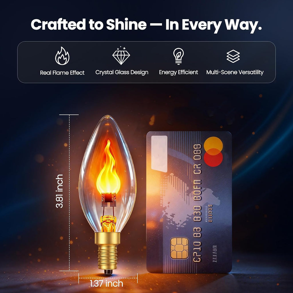 Real Flame Light Bulbs, E12 Flickering Bulb for Indoor Outdoor