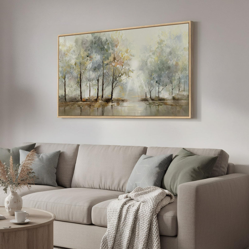 Large Framed Modern Nature Landscape Wall Art, 60x30 Inch