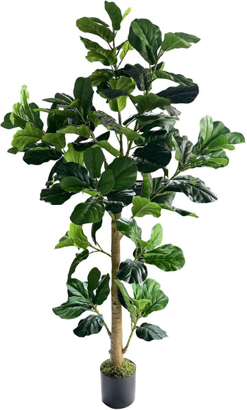 Artificial Fiddle Leaf Fig Tree 6ft Tall, Decorative 180CM Faux Plant, Fake Ficus lyrata Silk Trees
