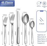 40-Piece Silverware Set Service for 8, Premium Stainless Steel Cutlery Set