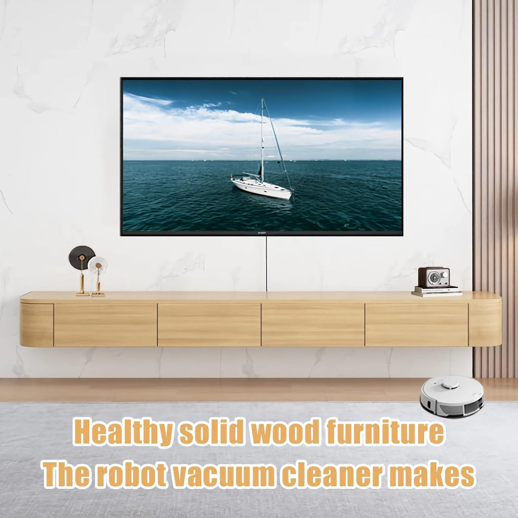 Floating TV Stand Cabinet Wall Mounted Entertainment Center Media TV Console Storage Shelf with Flip-Down Doors &