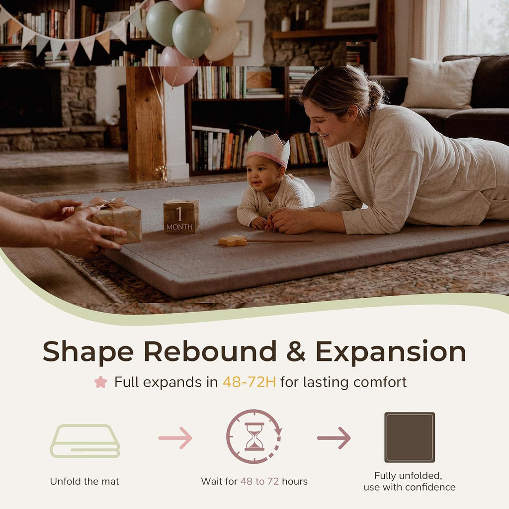 Play Mat for Floor,1.3" Thick Elasti-Foam 47x47 Playpen Mat