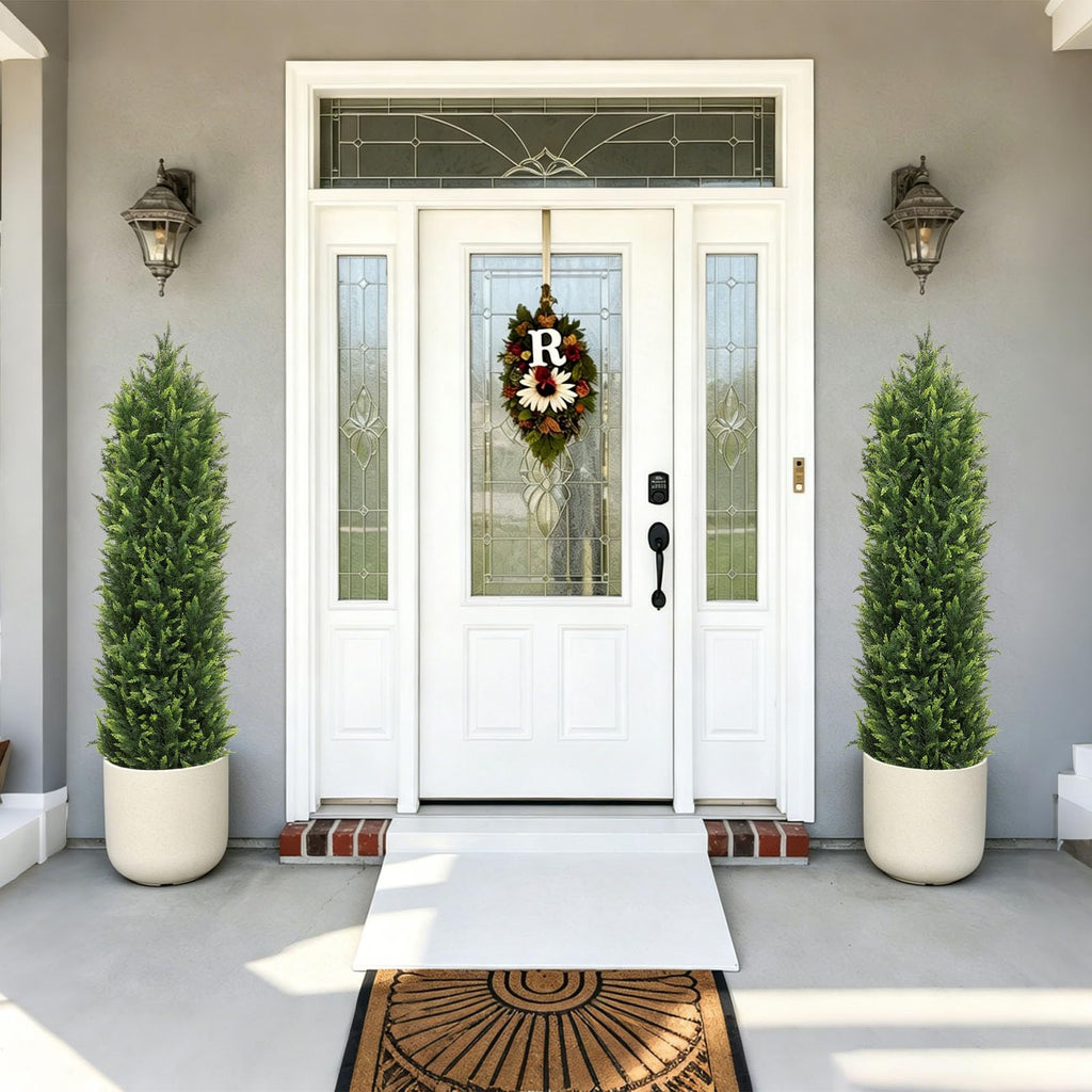 5ft Tall Artificial Cedar Topiary Trees Outdoor Set of 2