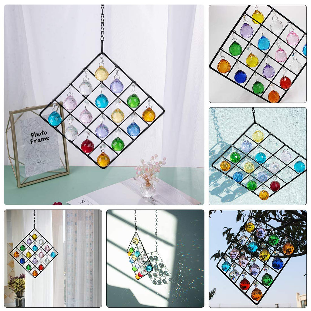Colorful Crystal Ornaments - Metal Crystal Garden Pendant Rainbow Crystal Ornament Crystal Ball Prism for Window