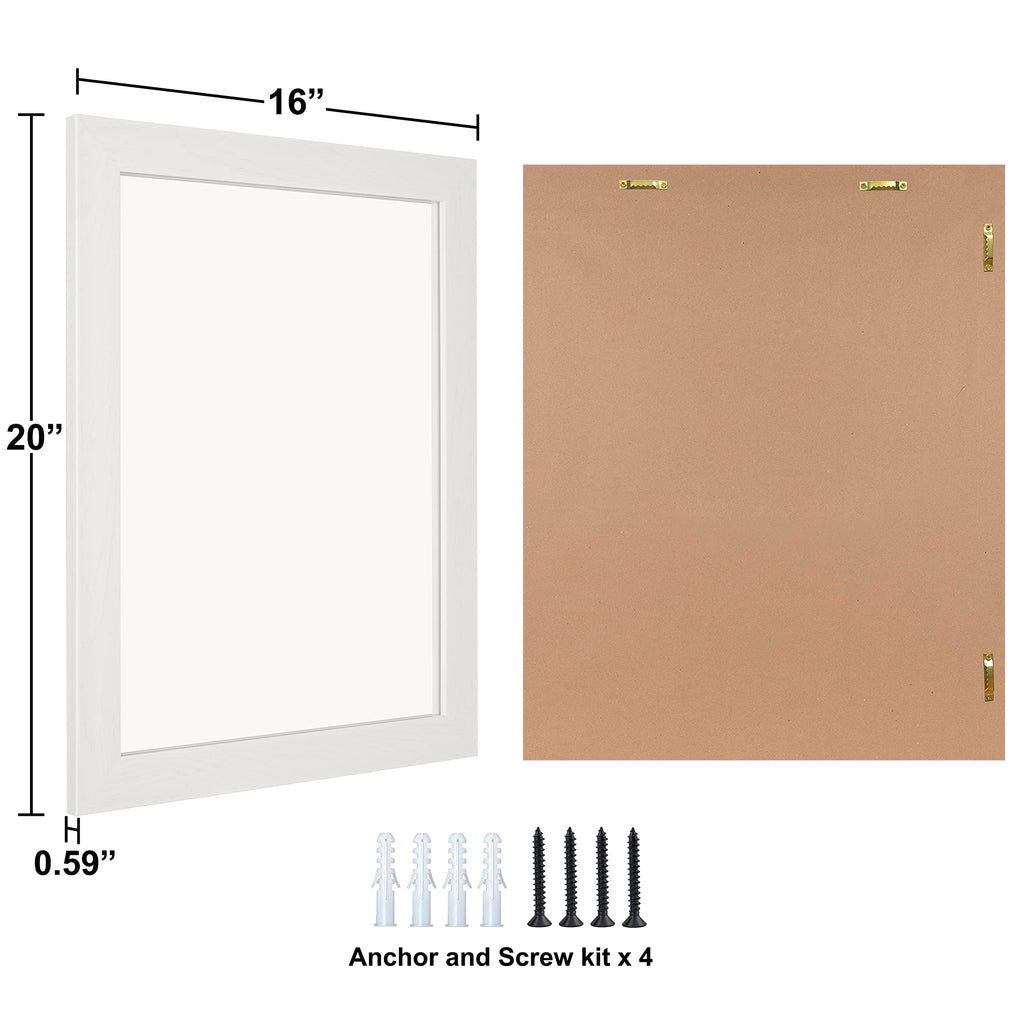 Rectangular Wall Mirror 20x16 Inch Bathroom Mirror for Over Sink, White