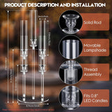 4 Set 5 Arm Acrylic Candelabra Centerpiece, Mjkeomo 27'' Tall Clear Candle Holder for Table, Wedding, Christmas
