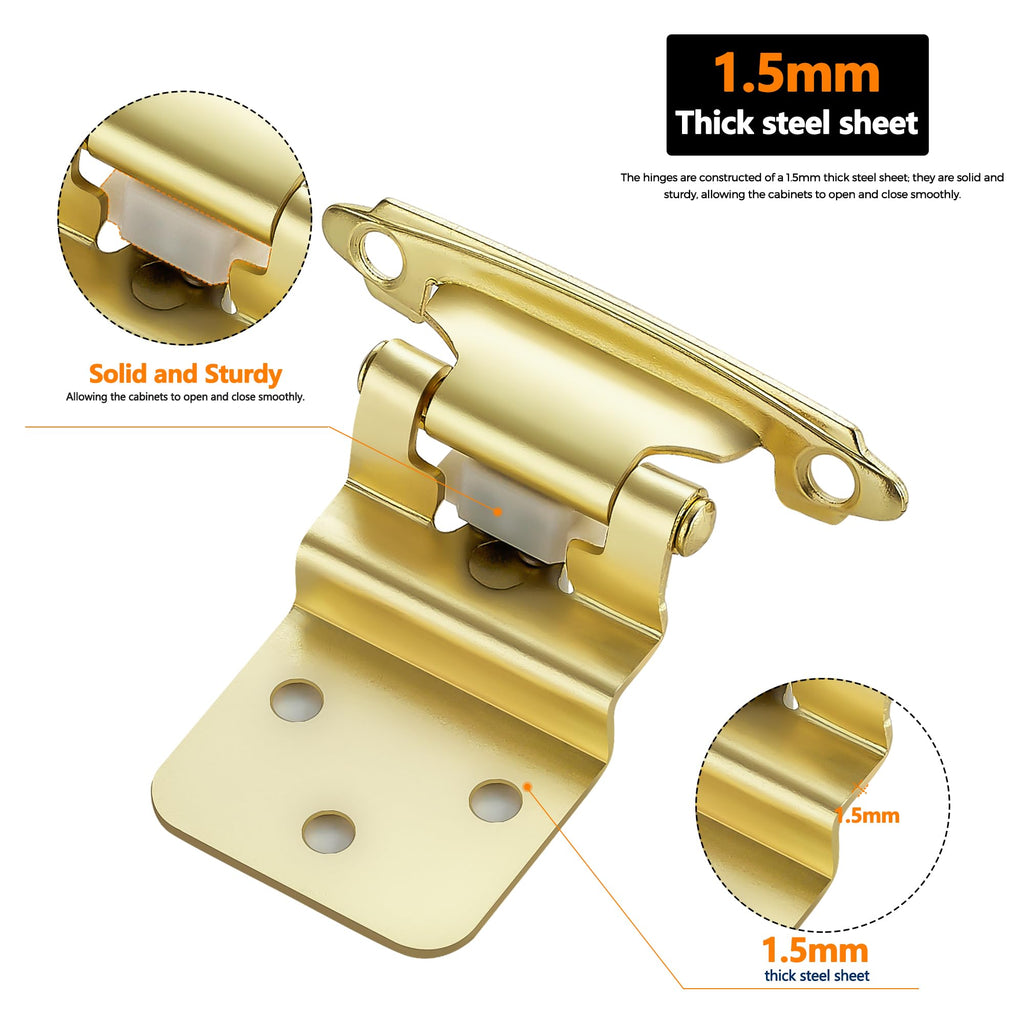 3/8" Inset Gold Cabinet Hinges 60 Pack (30 Pairs)