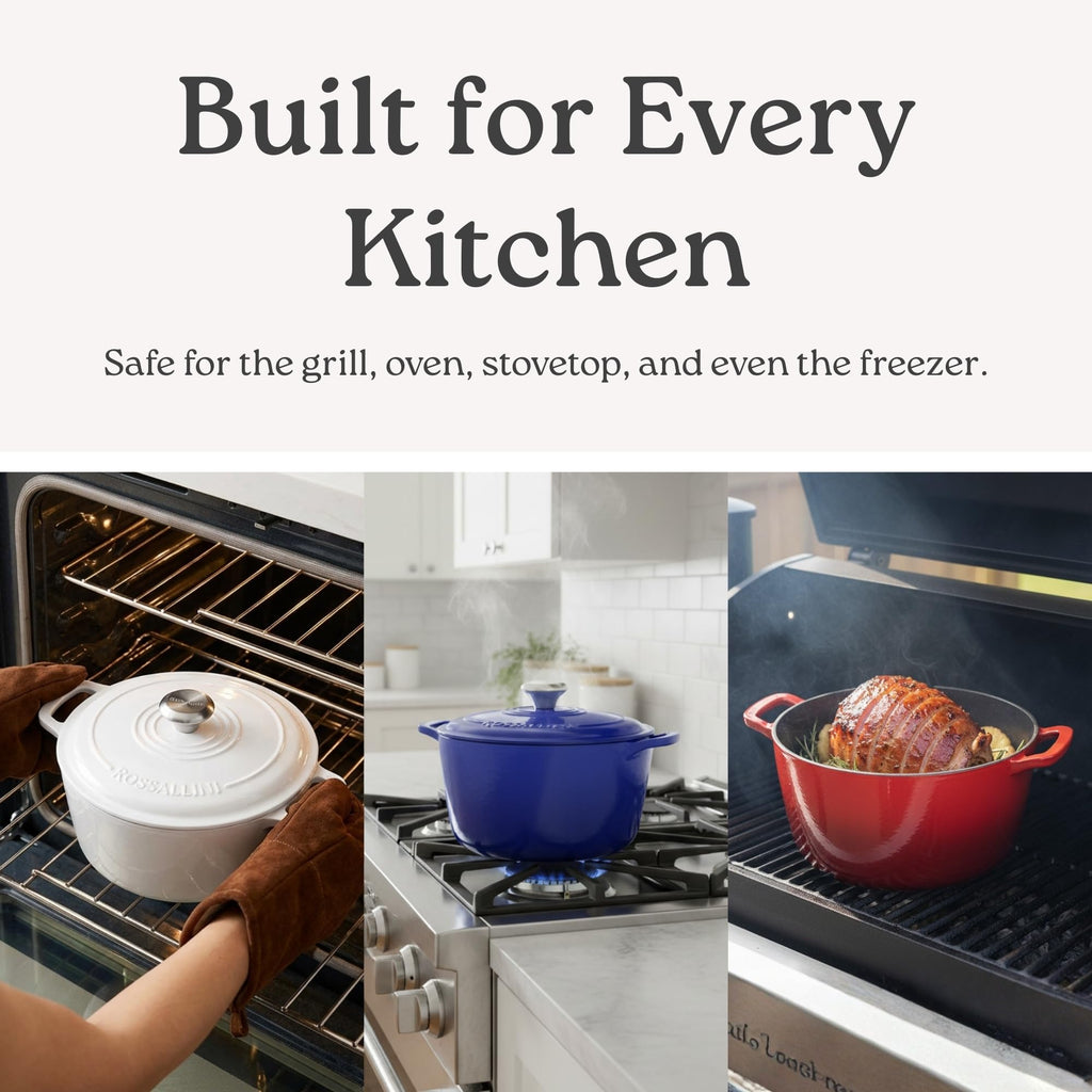 Enameled Cast Iron Round Dutch Oven with Lid, 3.5 Quart, Red