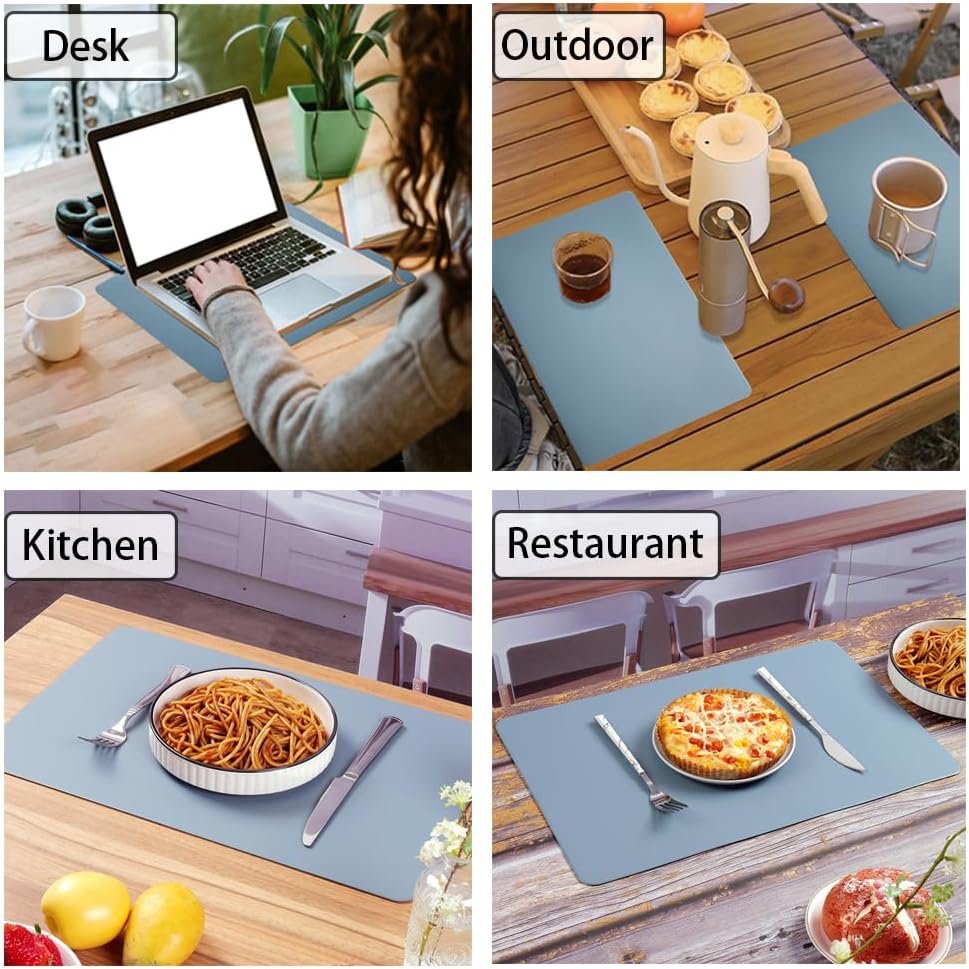 PVC Heat Resistant Placemats, Waterproof Wipeable Floor Place Mats, Non-Slip Easy Clean Table Mats Table - Set of 4