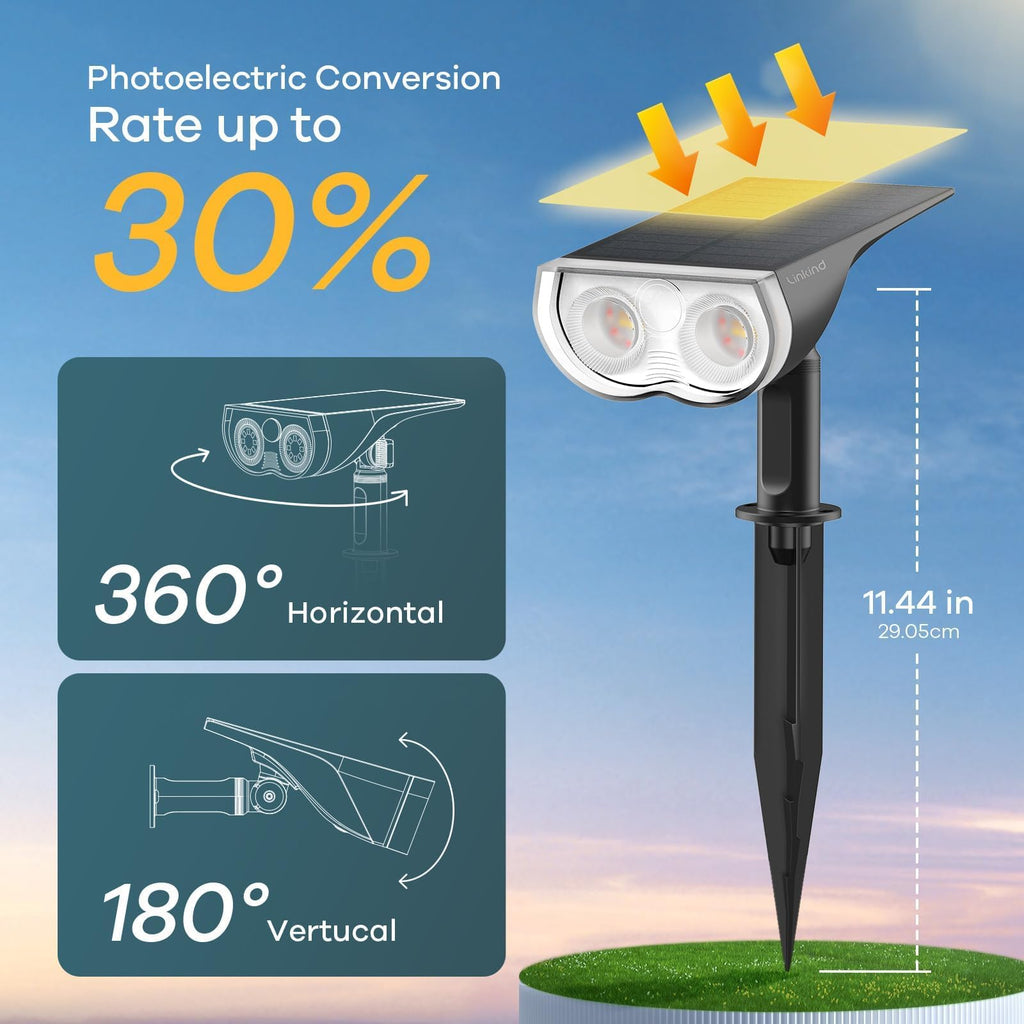Solar Lights Outdoor Waterproof Landscape Spotlight Daylight 2 Pack