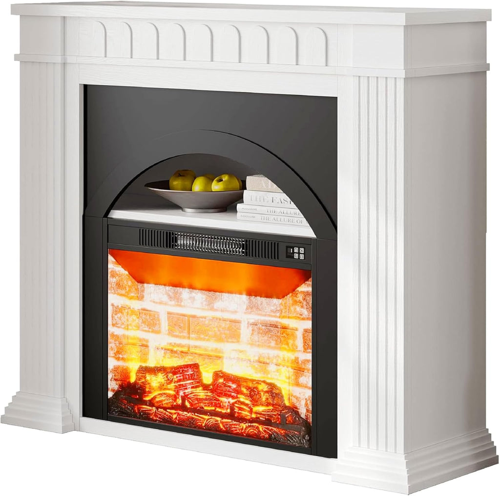 44" Electric Fireplace Mantel, TV Stand with Freestanding Electric Fireplace