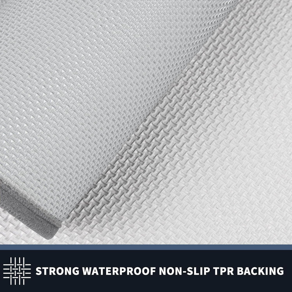 Dirt Trapping Indoor Door Mat, 24" x 36", Light Grey & Grey | Machine Washable, Non-Slip, Waterproof TPR Backing