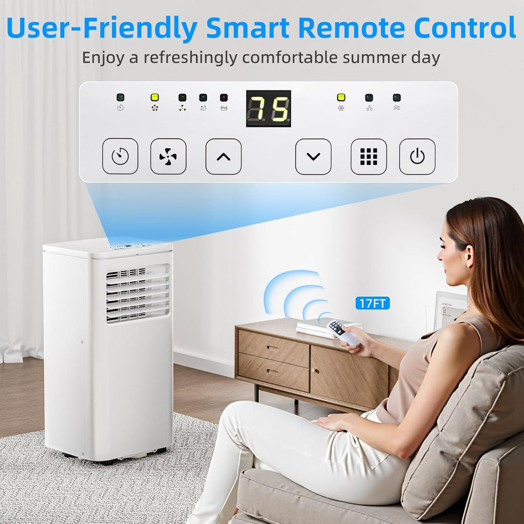 8000 BTU Portable Air Conditioner, 4-in-1 AC Unit with Cooling, Dehumidifier & Fan Modes, Sleep Mode