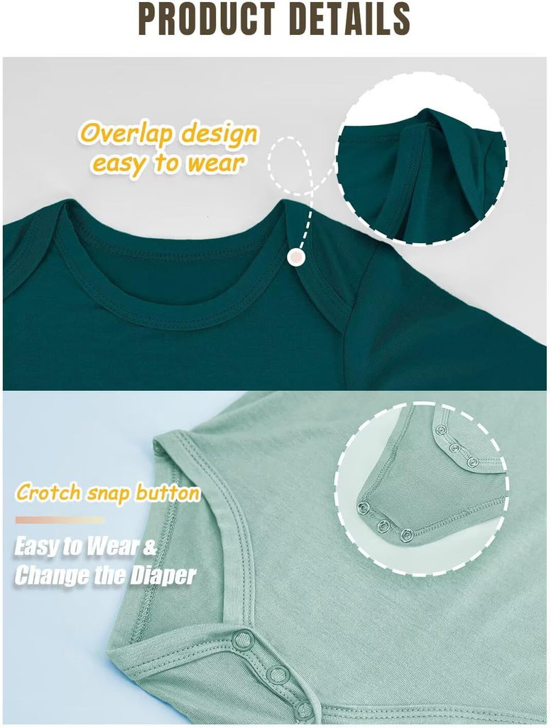 Rayon from Bamboo Short Sleeve Baby Bodysuit Infant Onesies for Boys Girls