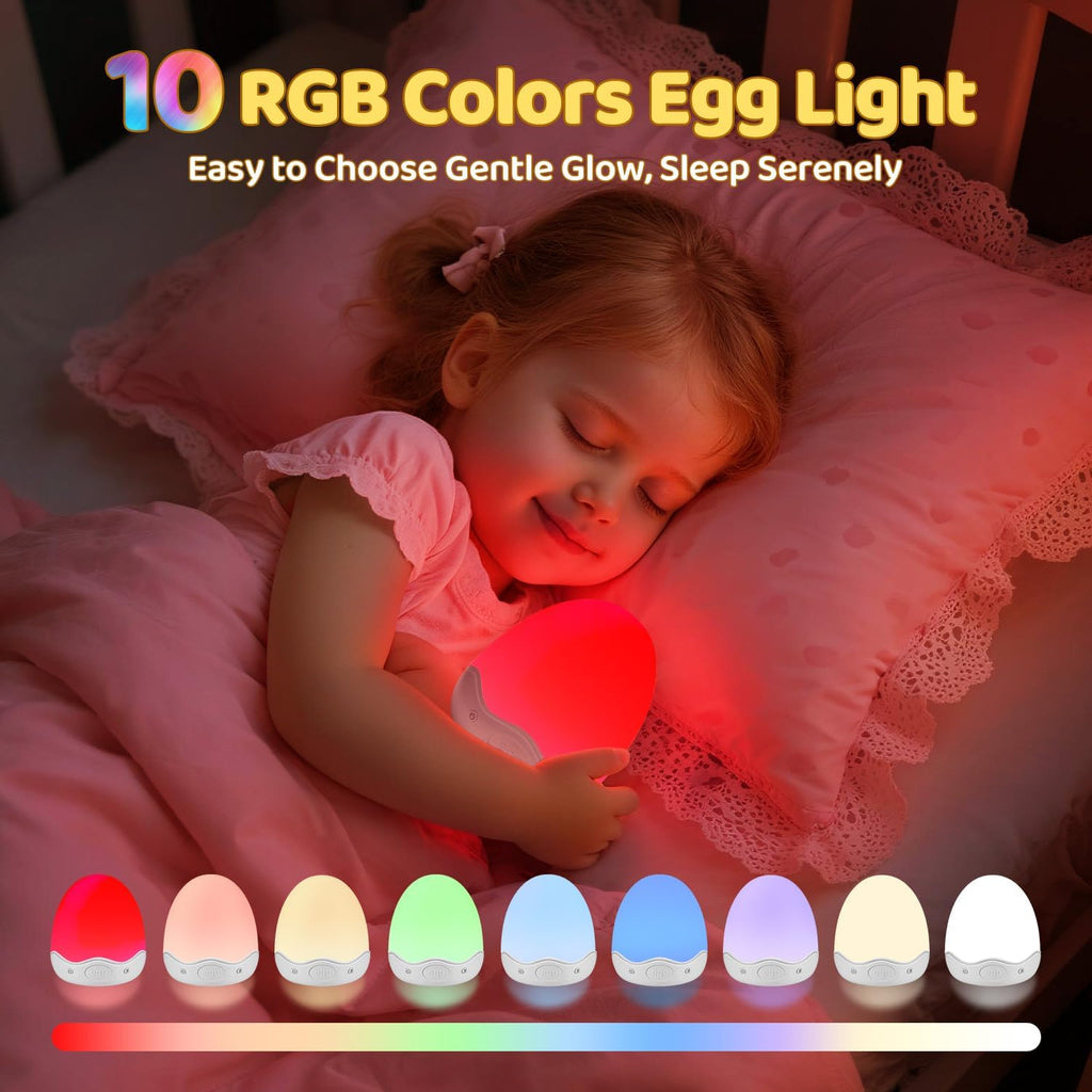 Egg Light,10 Colors&Stepless Dimming Baby Night Light
