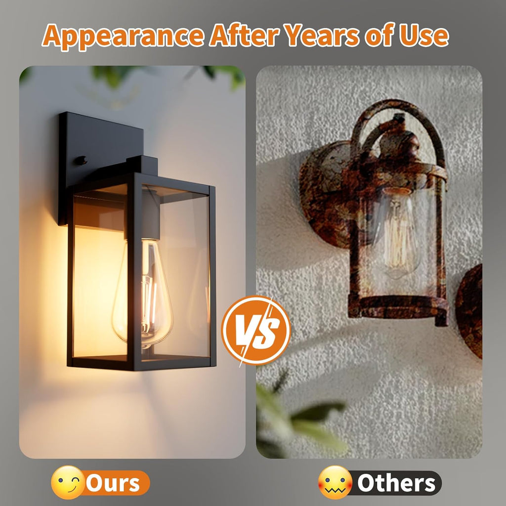 Outdoor Light Fixtures Wall Mount, Waterproof Front Porch Lights, Modern Exterior Lighting Fixtures with E26 Socket