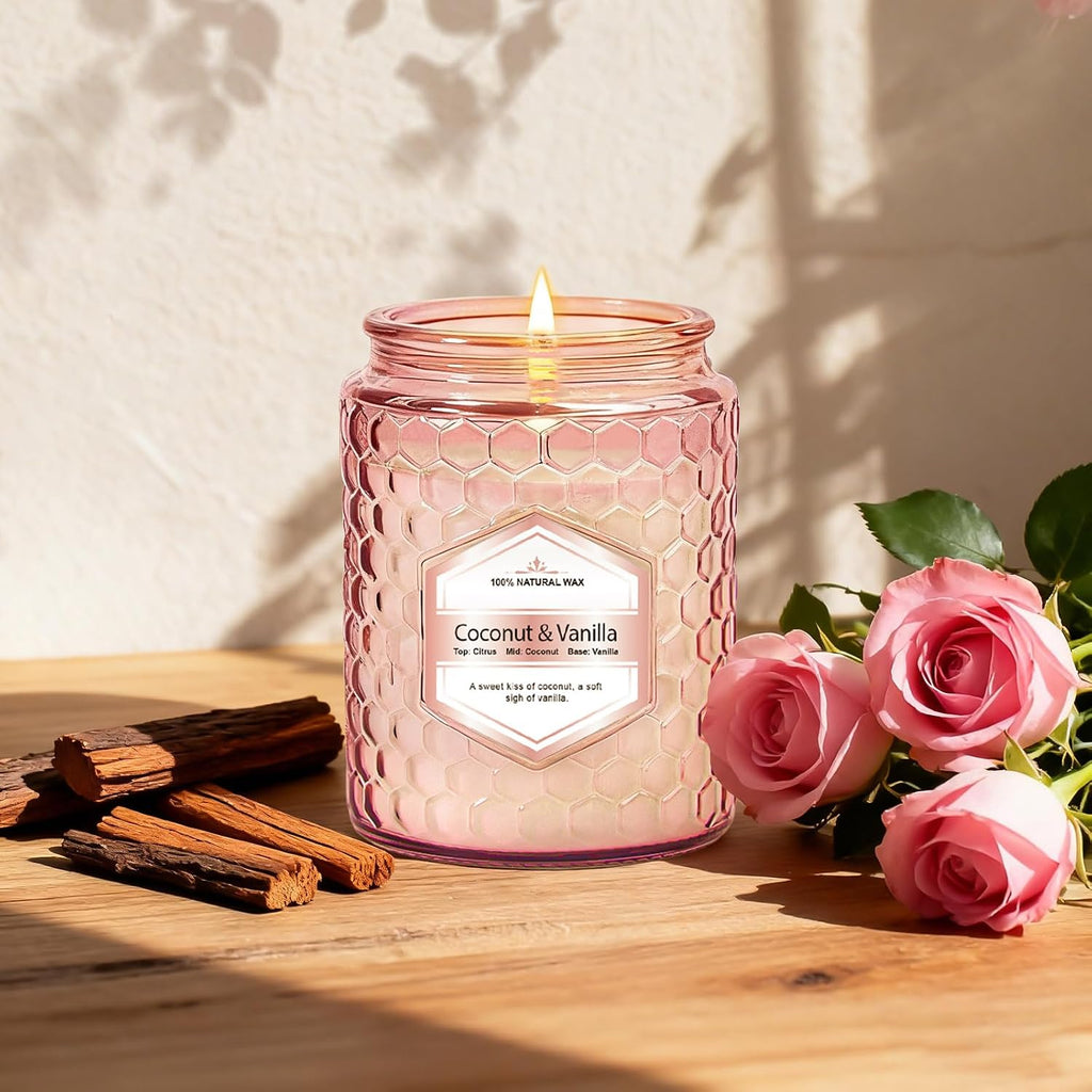 Scented Candles 6-Pack 5.5oz, Natural Soy Wax Pink Jar Gift Set | Scented Candles Gifts Sets for Women Birthday
